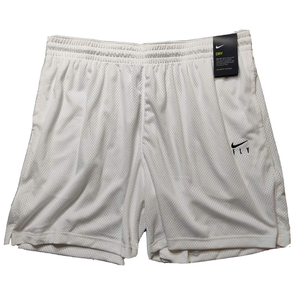 NIKE FLY Mesh Basketball Shorts‎ - Women 2XL White 7" Standard Fit NEW